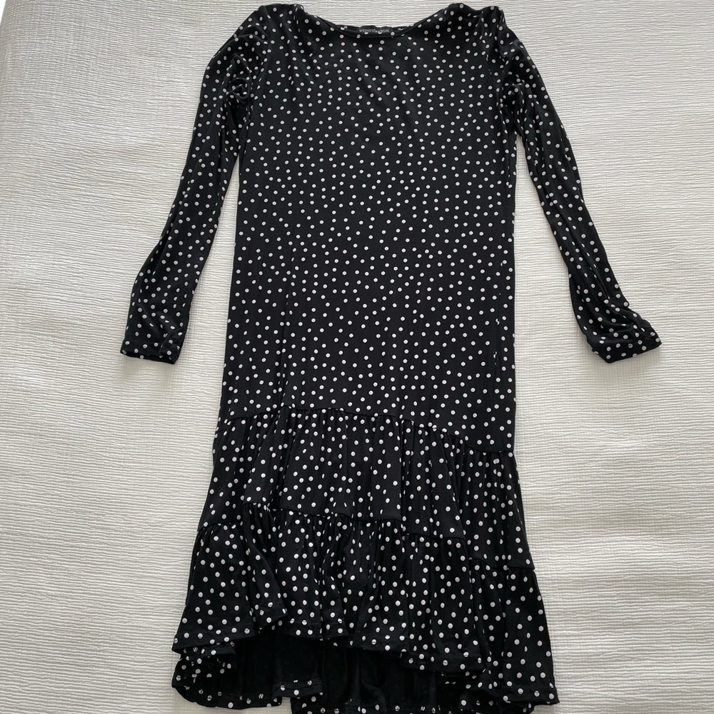 Black dress with white polka dots - size XXS